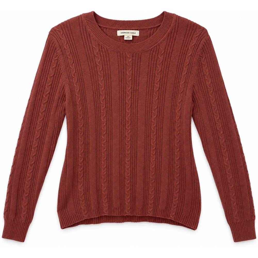 American Eagle Women’s L Maroon Ribbed Long Sleeve Sweater Pullover Y2K Preppy